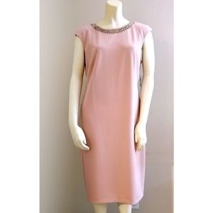 Tahari Sleeveless Blush Pink NTW Midi Dress
